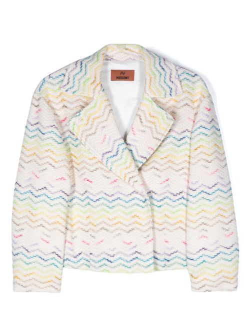 Zigzag-woven blazer - White