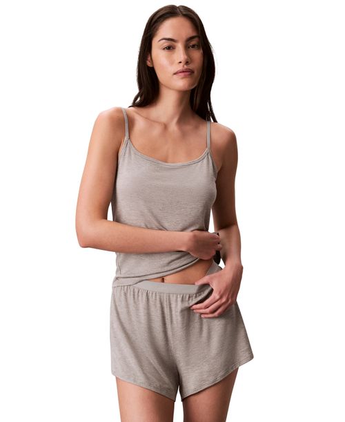 Women's Striped Pattern Sleep Shorts - Grey Heather