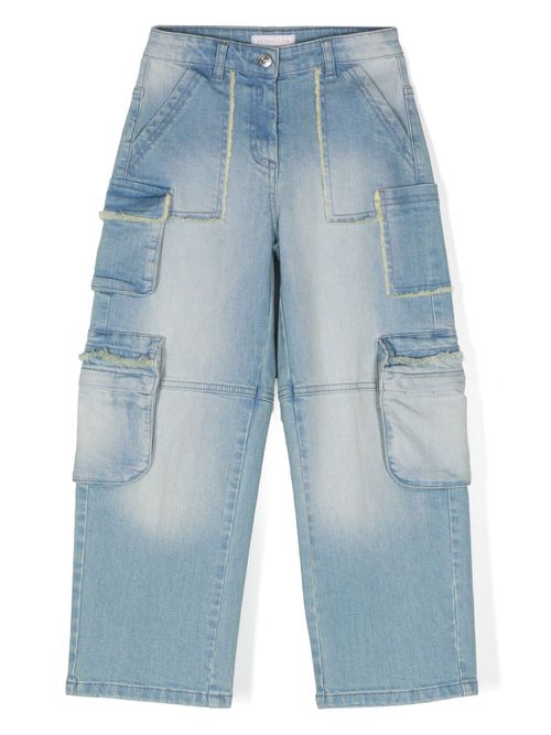 Frayed-detailing cargo jeans - Blue