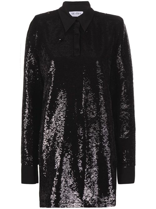 Sequin-embellished mini dress - Black