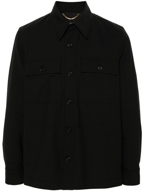 Straight-point collar shirt jacket - Black