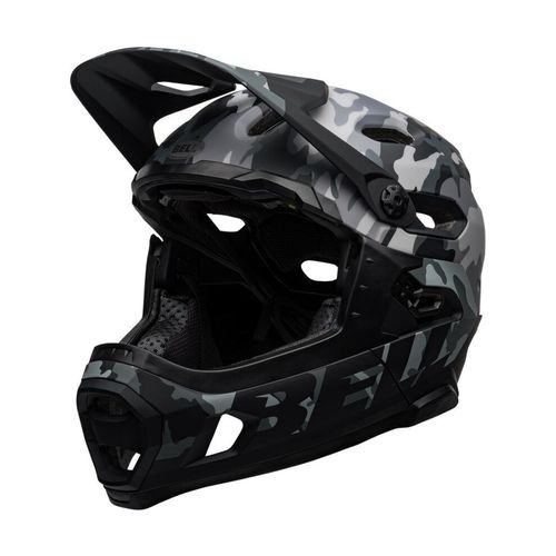 (M - 55-59 CM, Matt / Gloss Black Camo) Bell Super DH MIPS MTB Helmet