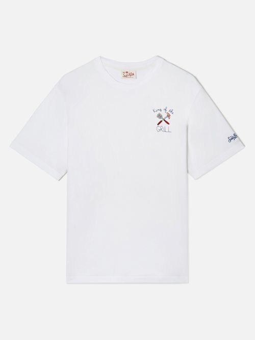 White Portofino T-Shirt With King Of The Grill Embroidery __single__ - Men