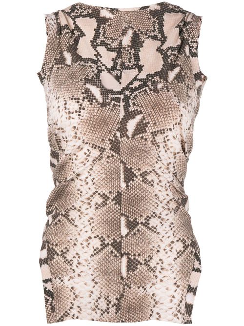 Python-print vest top - Brown