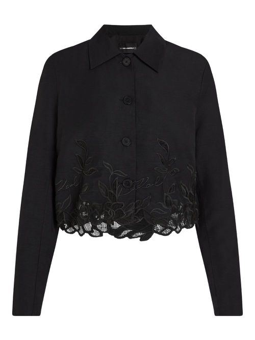 Embroidered cropped jacket - Black
