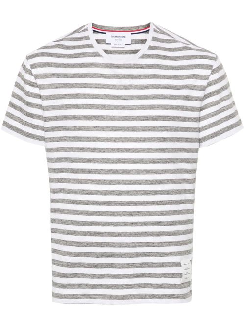 Striped linen T-shirt - White