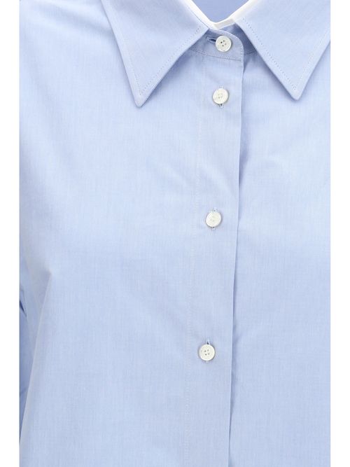 Double Collar Cotton Shirt — Blue