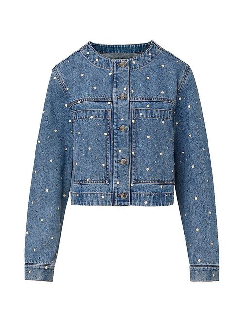 Women's Lowry Bezel Stud Denim Jacket - Amethyst Frost