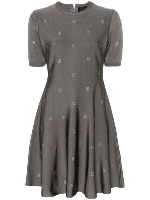 4G-motif flared minidress - Grey