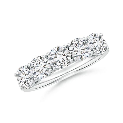 Angara 2.35 Carats Prong-Set Round Diamond Five Stone Wedding Ring in 18K White Gold
