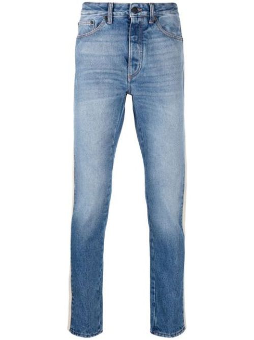 Side-stripe slim-cut jeans