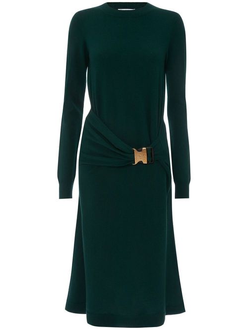 Buckle-waist midi dress - Green