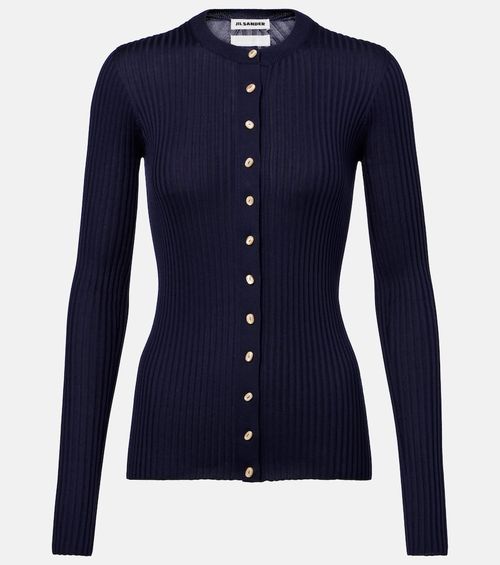 Ribbed-knit silk cardigan