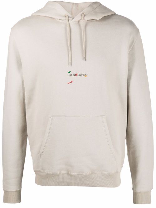 Painted logo-print hoodie - Neutrals