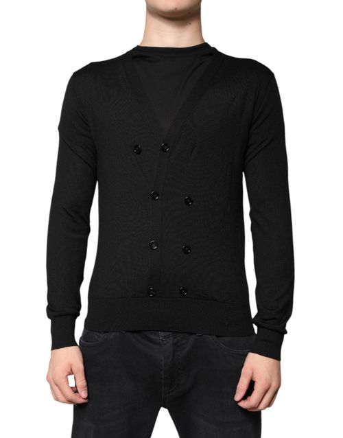 Cashmere Button-Down Cardigan — Black