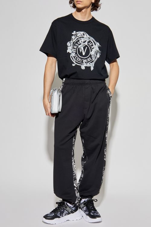 Sweatpants With "Barocco" Print, Men's, Black