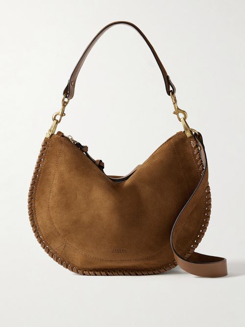 Oskan Whipstitched Leather-trimmed Suede Shoulder Bag - Brown