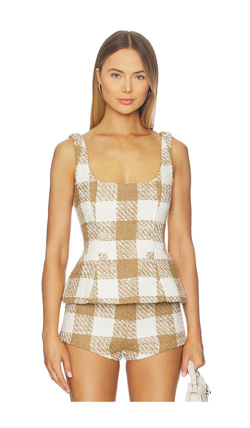 MAJORELLE Margaret Top in Tan & Ivory. XL also in L, M, S