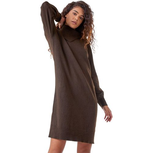 Split Neck Ribbed Knit Dress