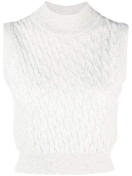 Cable-knit cropped cashmere vest - Grey