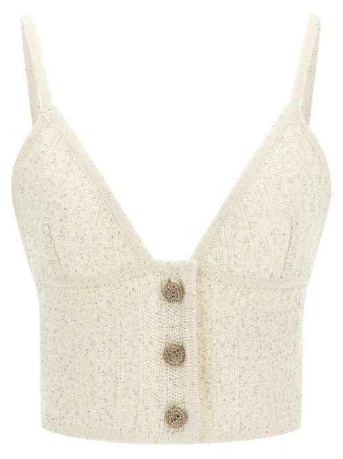 Sequin-Embellished Knit Tank Top — White