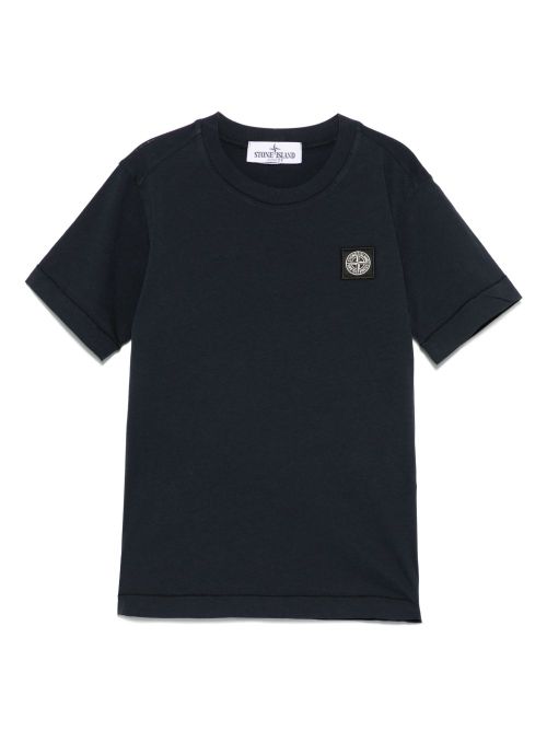 Logo Patch Cotton T-Shirt — Navy