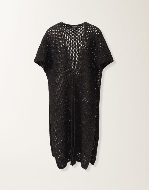 Cape in Platinum and midnight blue micro sequins