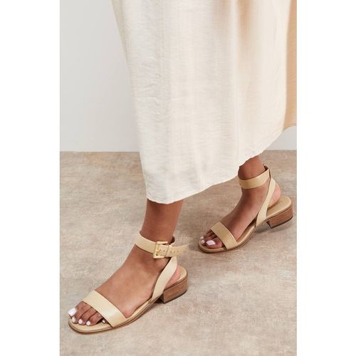 Oasis Women's Gracie Real Leather Low Stacked Heeled Sandals in Beige