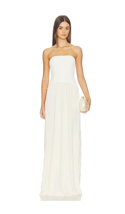 Solid & Striped The Strapless Soglio Dress in Beige. L. Also in