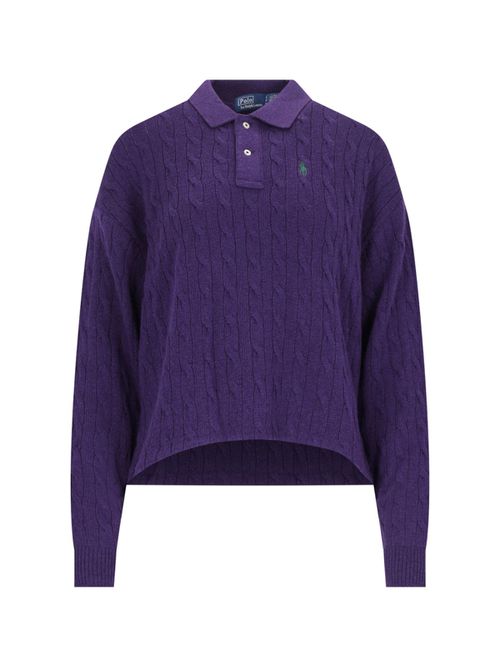 Braided Knit Polo Shirt