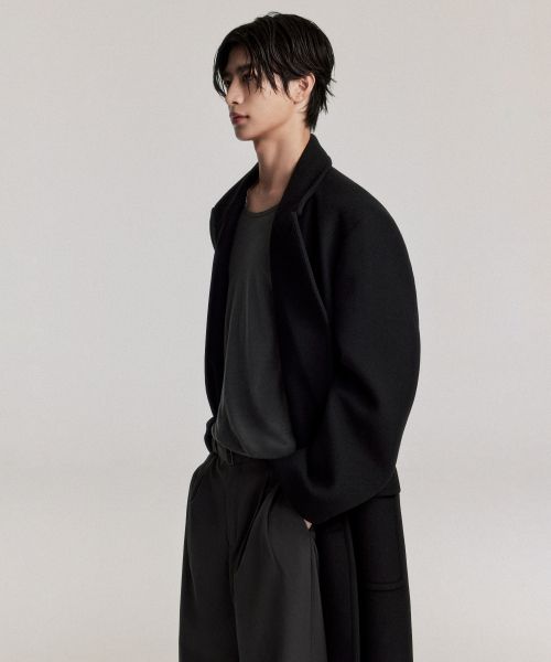 Wool Blend Daddy Shoulder Long Polo Coat