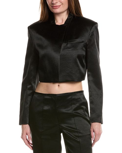 Crop Textured Satin Blazer