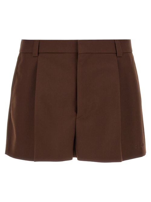 Wool Twill Bermuda Shorts — Brown