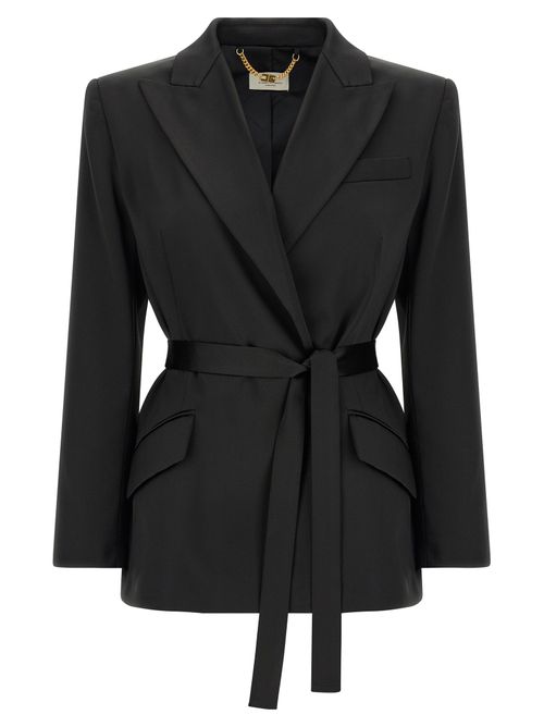 Stretch Satin Blazer — black