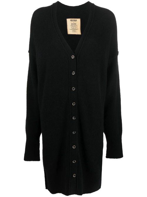 Brushed-finish oversize cardigan - Black