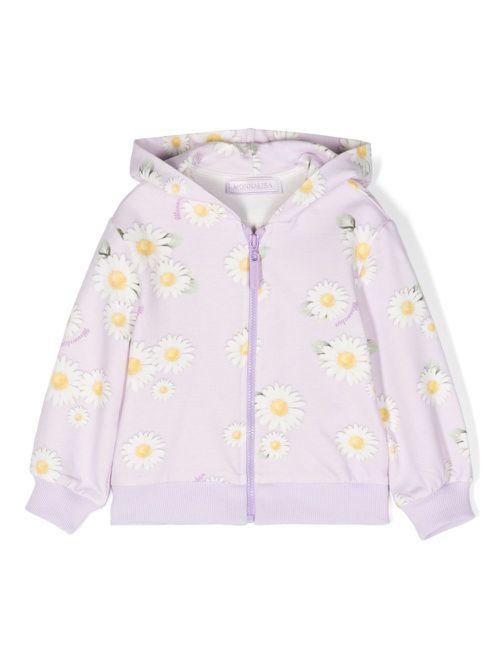 Floral-print zip-up hoodie - Purple