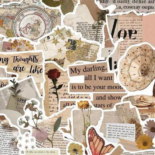 30pcs/Pack Retro Vintage Graphic Word Stickers For DIY Scrapbooking, Planner, Diary, Notebook, Laptop, Tumbler Decor, Back To Schoo