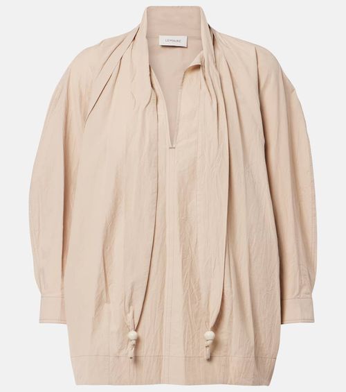 Tie-neck cotton crêpe blouse