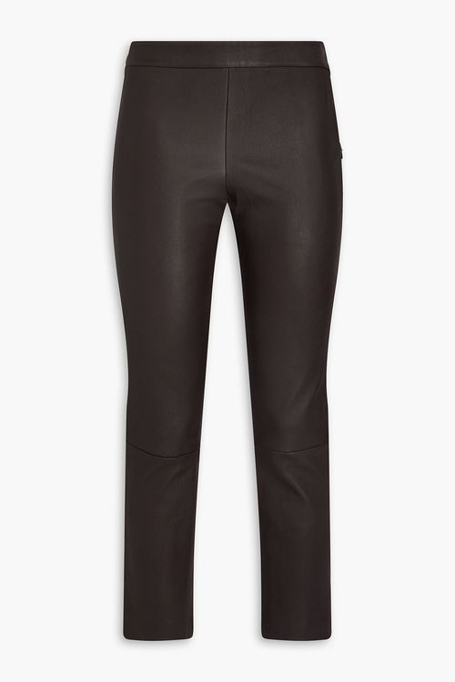 Leather kick-flare pants - Brown - US 2
