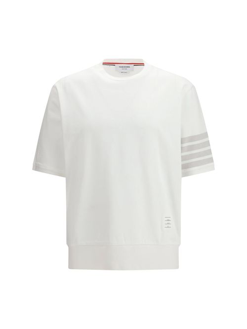4-Bar Striped Cotton Jersey T-Shirt — White