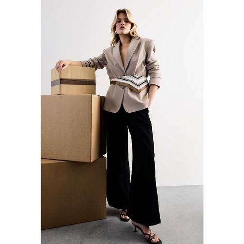 Warehouse Womens Extreme High Waisted Wide Leg Pleated Tailored Trousers - Black