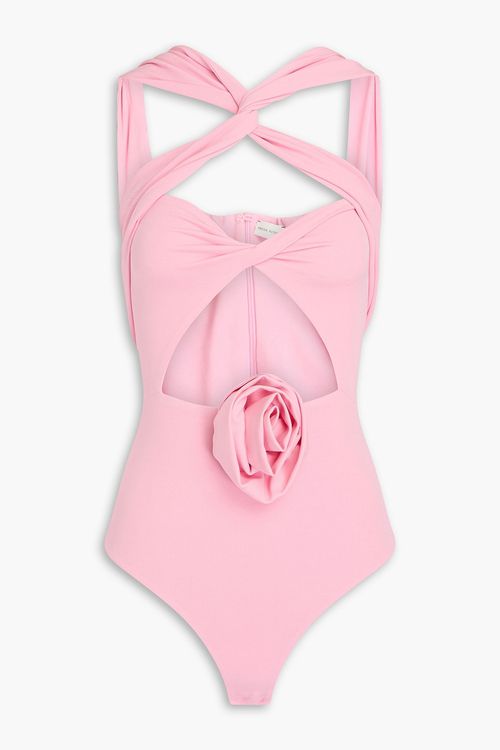 Cutout stretch-cotton bodysuit - Pink - FR 42