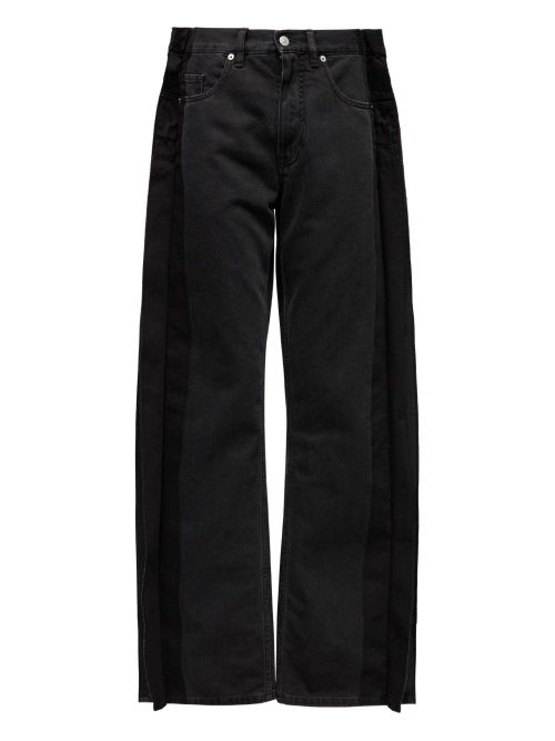Split-Leg Straight Jeans — Black
