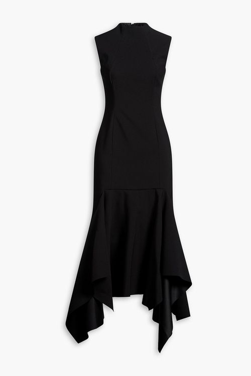 Trinity fluted crepe midi dress - Black - UK 8