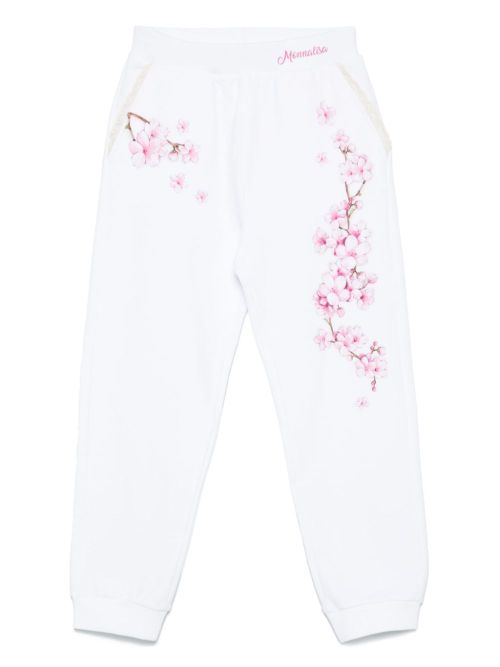 Floral-print track pants - White