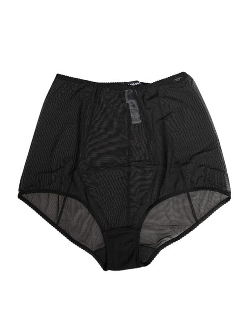 High-Waist Mesh Sheer Shapewear Bodysuit — Black