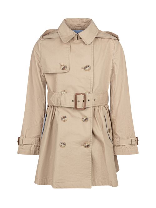 Kids Beige Solid Trench Coat