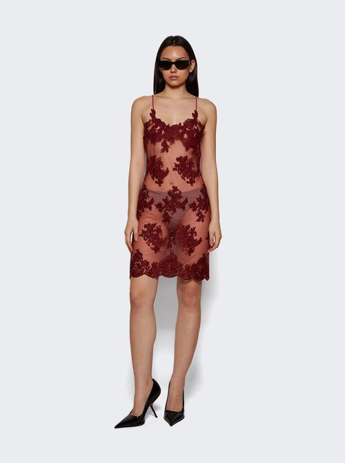 Lace Slip Dress Red