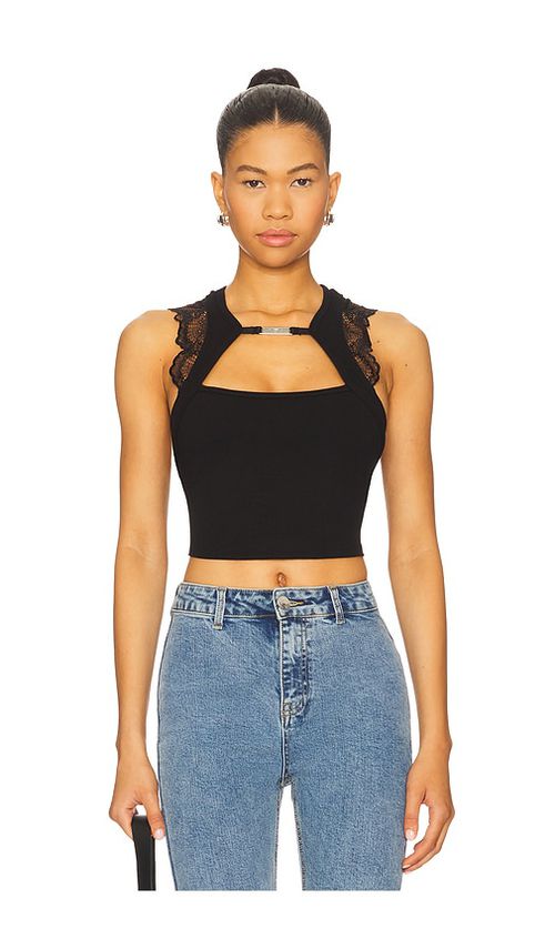 Thistle and Spire Kane Cropped Tank Top in Black. -  XL/1X also in L, M