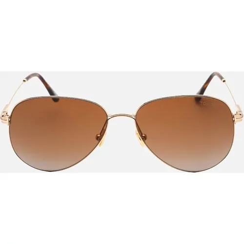 Men's Tom Ford Porscha Dark Brown Lens Gold Sunglasses - Size: ONE size